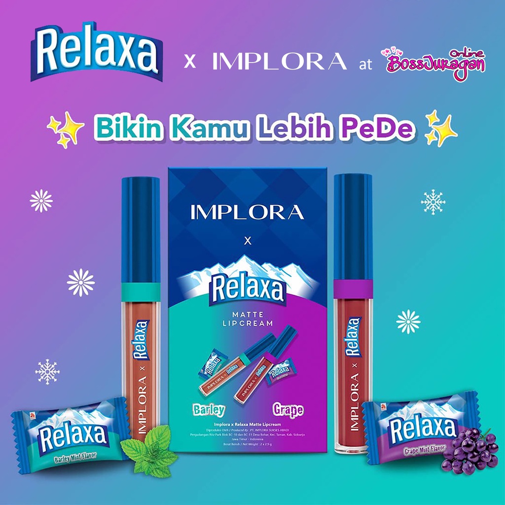 (BOSS) IMPLORA X RELAXA Matte Lipcream Barley &amp; Grape 2x2.9G