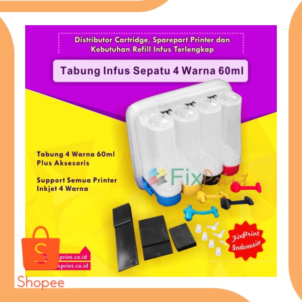 Jual Tabung Tinta Infus Ciss Modifikasi 4 Warna 4w 60ml Printer Canon Hp O Shopee Indonesia 8245
