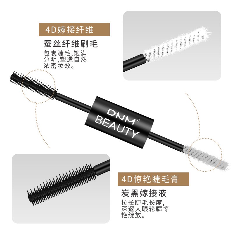 DNM Fiber Lashes 2 in 1 Mascara Black Maskara anti badai tahan lama dan anti air