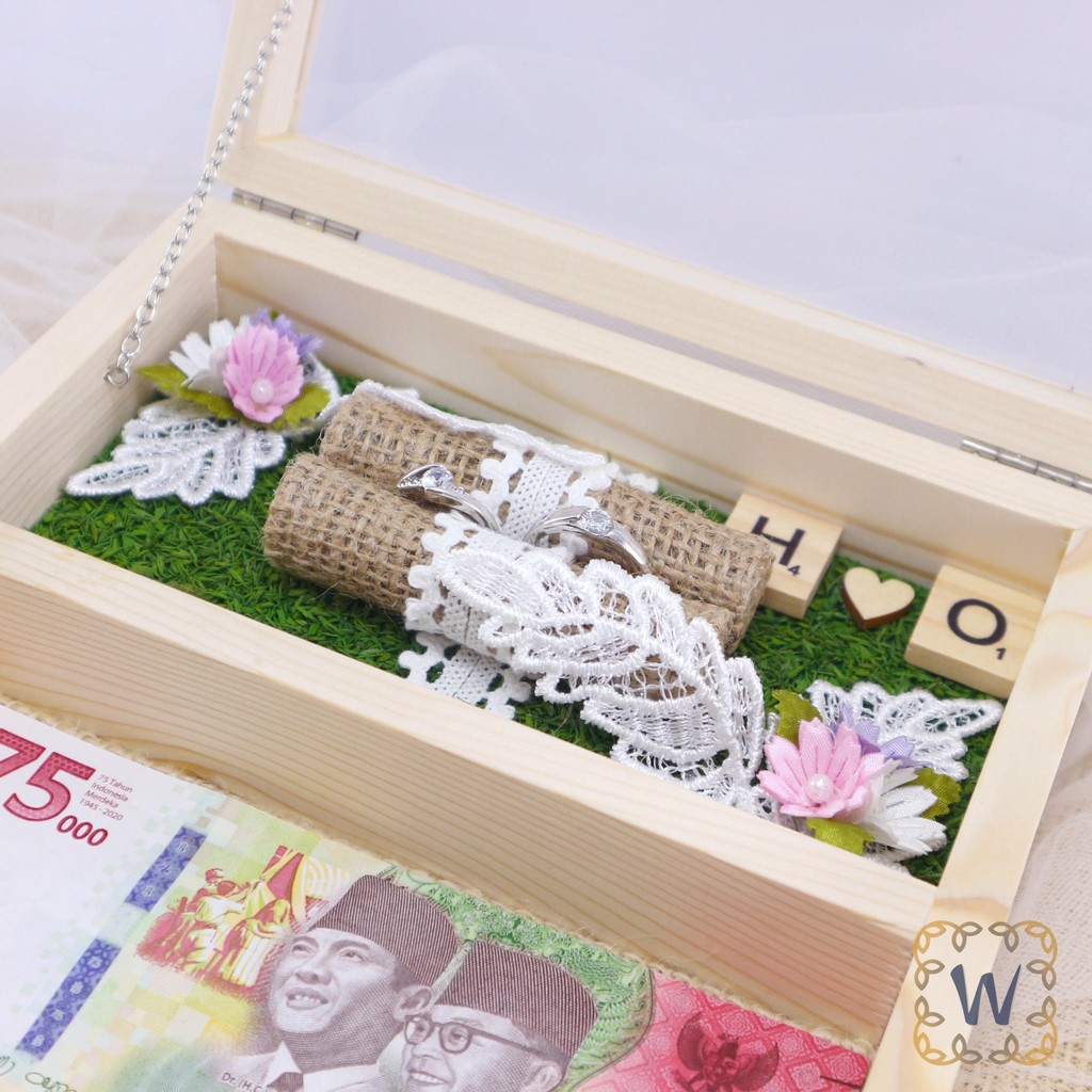 KOTAK MAHAR UANG LOGAM MULIA RUSTIC SESERAHAN LAMARAN KAYU KOTAK SESERAHAN KOTAK UANG KOTAK CINCIN