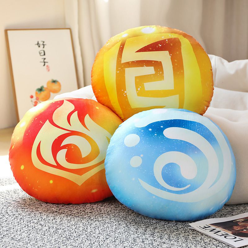 10/35/45cm Kawaii Genshin Impact Plush Pillow Slime Badge Cushion Genshin Impact Elemental Dolls Stuffed for Kids Boys Gifts