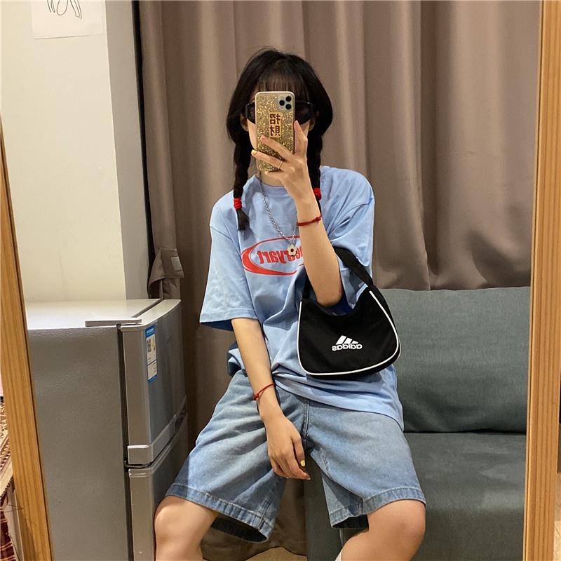 kaos biru / t shirt tee kerah bulat / t shirt original Import / baju oversize wanita korea premium