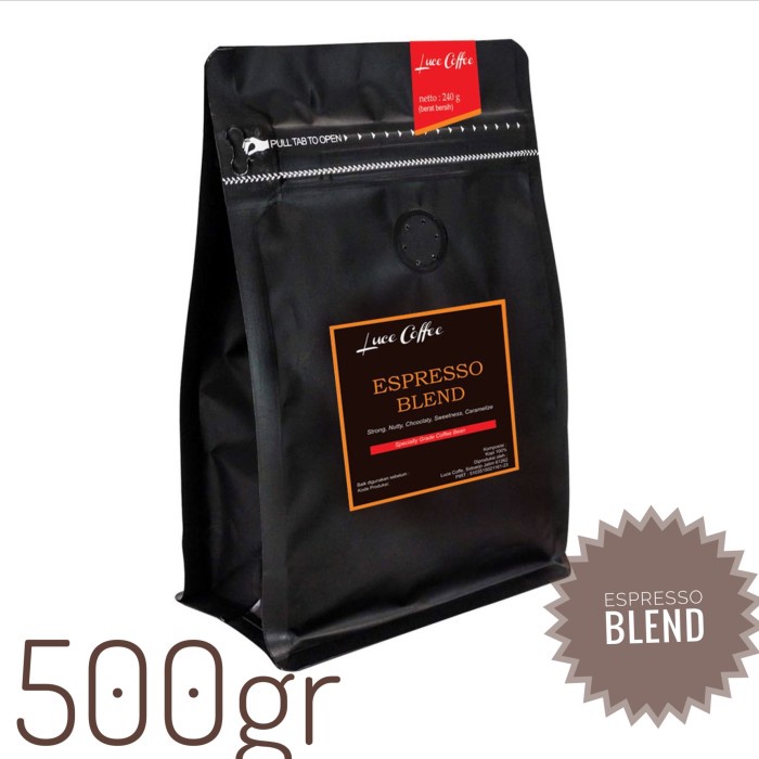 

(BISA COD) Kopi Espresso Blend Robusta Arabica 500gr-Biji atau bubuk- lucecoffee - Biji-MediumDark