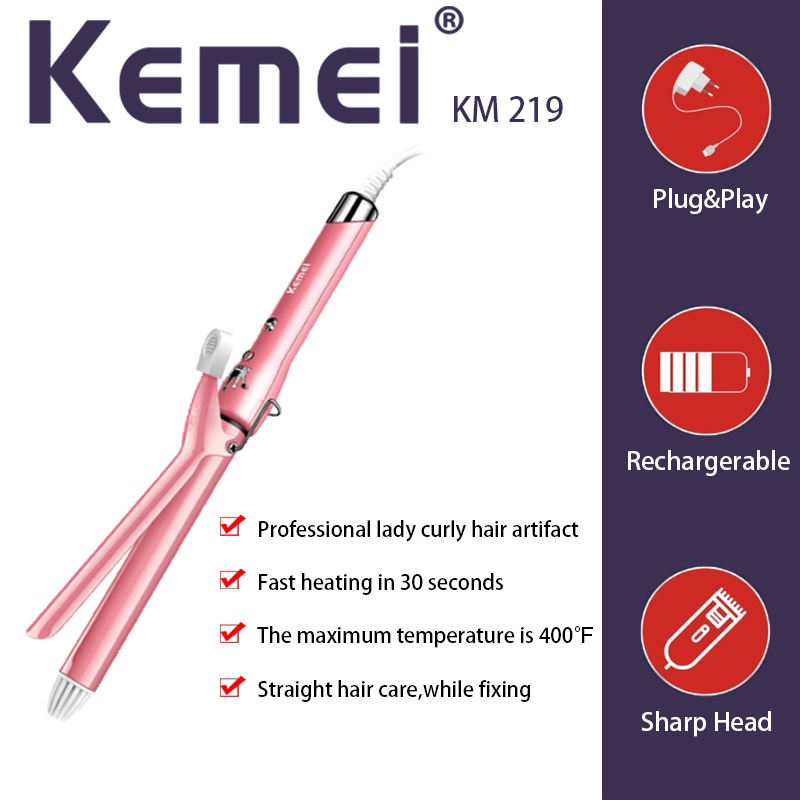 Kemei Ceramic Styling Tools Professional Hair Curling Iron Hair Waver Electric Curling Iron KM-219