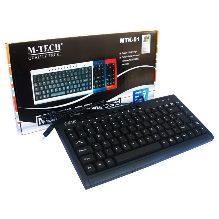 KEYBOARD M-TECH WIRED USB 2.0 MULTIMEDIA MINI MEMBRANE TKL SLIM FOR OFFICE GAMING MTK-01 - KEYPAD MTECH MTK01