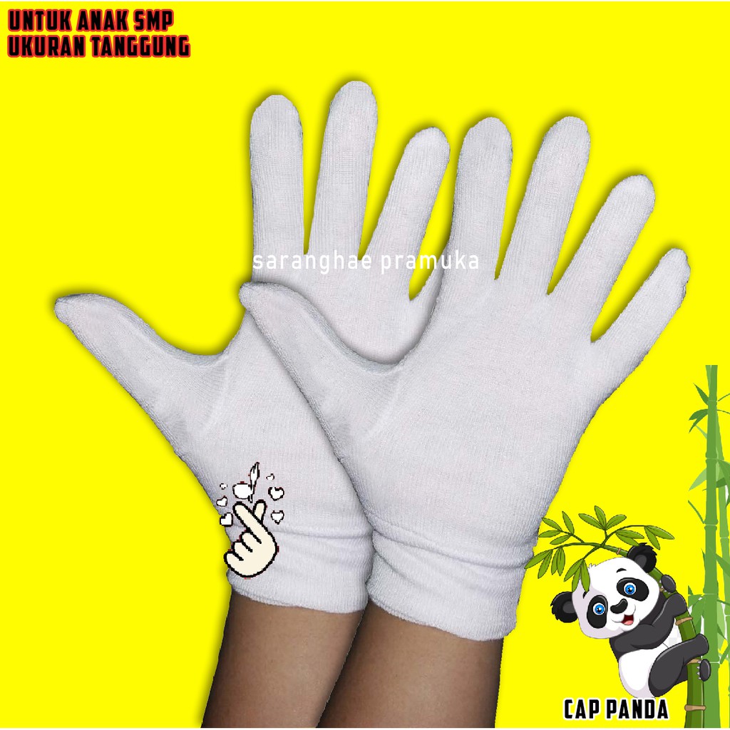 Sarung Kaos Tangan Paskibra Wedding Putih Hitam Kecil Tanggung Besar