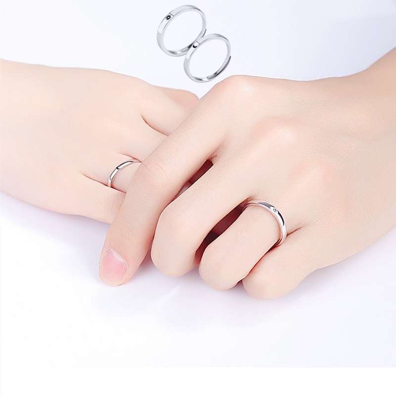 Cincin Model Terbuka Desain Bulan Matahari Bahan Stainless Steel Anti Karat Gaya Korea Untuk Pasangan