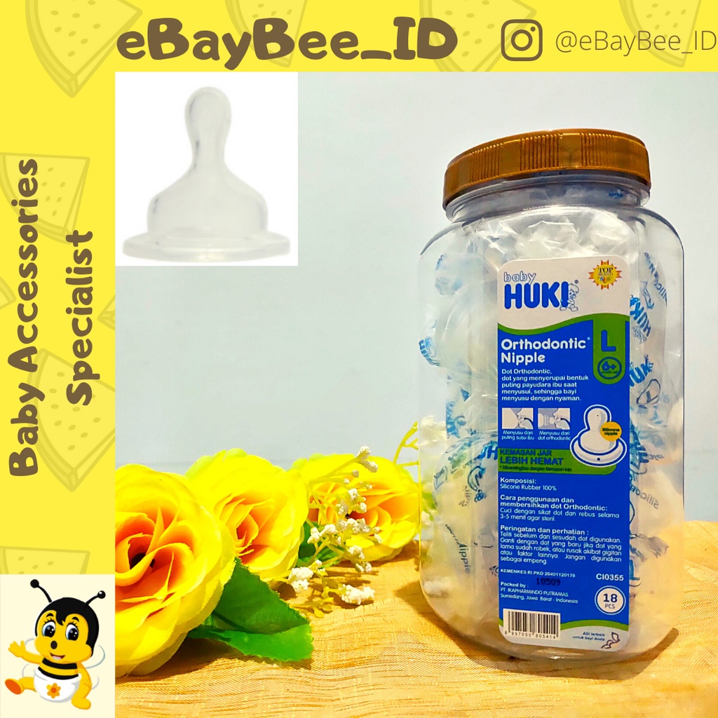 eBayBee_ID Baby HUKI Orthodontic Nipple (satuan) ukuran S,M,L | Dot Huki Gepeng 0-6+