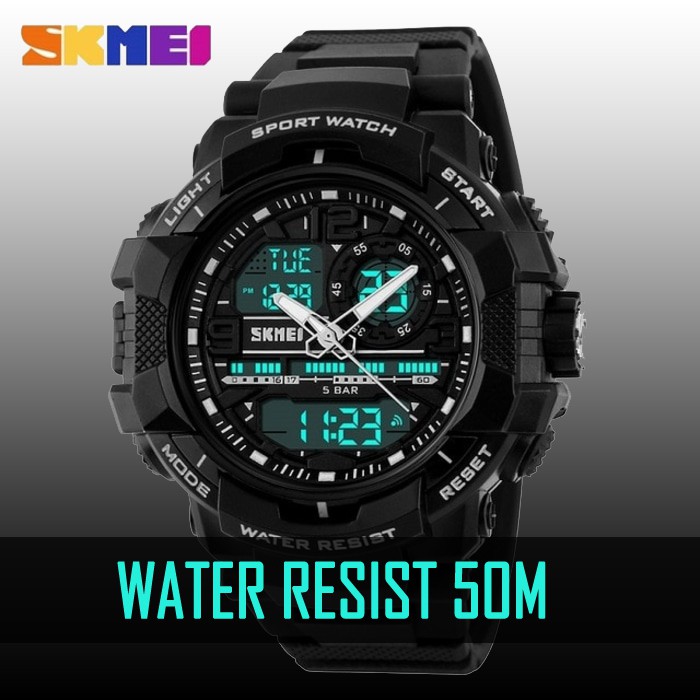 JAM TANGAN SKMEI PRIA ORIGINAL CASUAL TALI KULIT TANGGAL AKTIF TAHAN AIR BERGARANSI SIMPLE