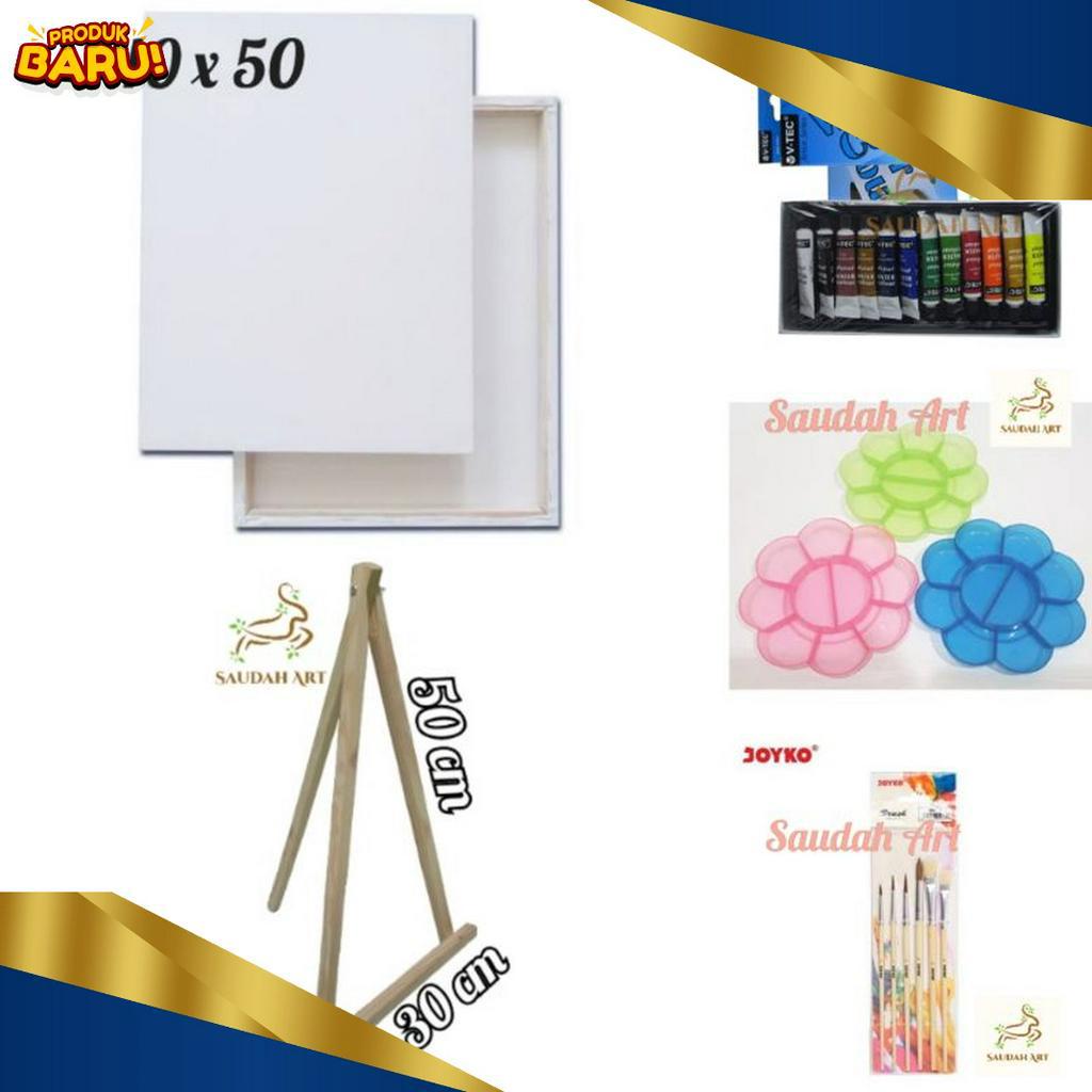 

EKSTRA PROMO Paket Lukis Lengkap kanvas 4x5kuaspaletcat air 6mleasel 3x5