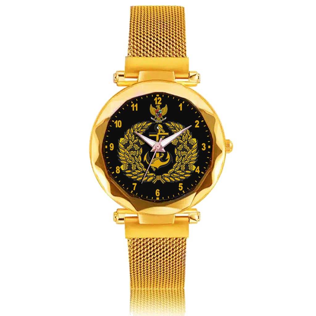 Jam Tangan Wanita Custom - TNI AL Free Box &amp; Batre Cadangan