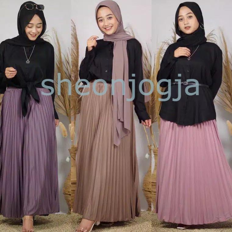 Rok Plisket Remaja dan Dewasa Hyget LP110 cm | Rok Plisket Wanita Panjang Murah [BJW.02Jl22ᴷ]