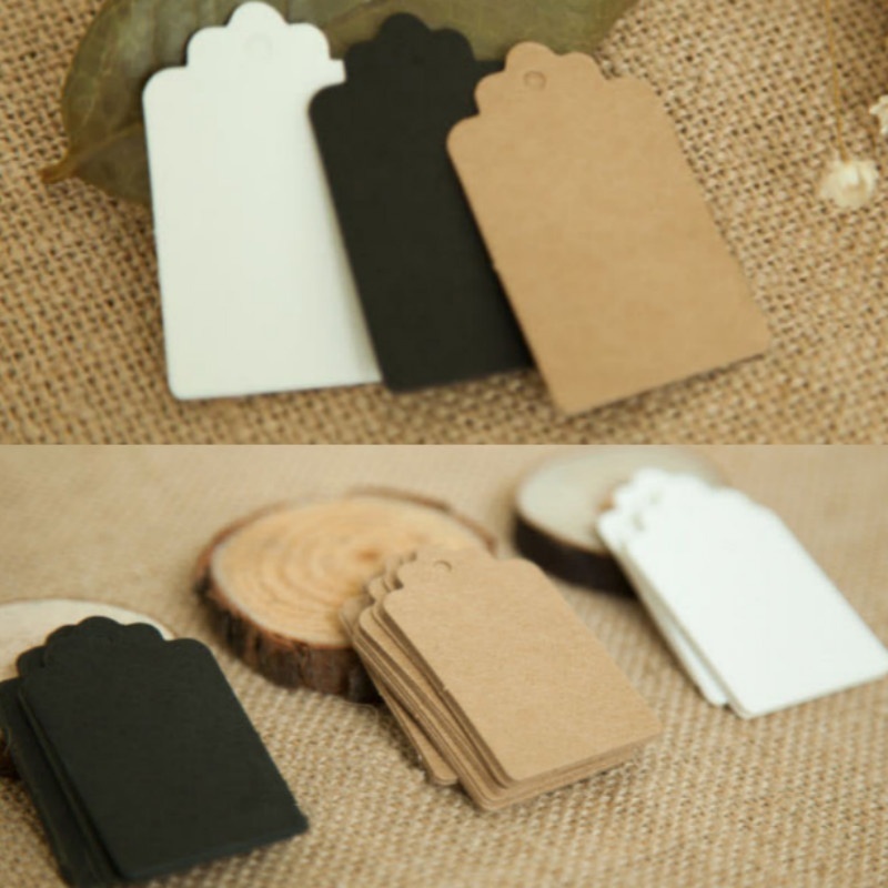 100pcs/lot Blank Kraft Paper Hanging Tag DIY Gift Card Name Note Label 5*3cm