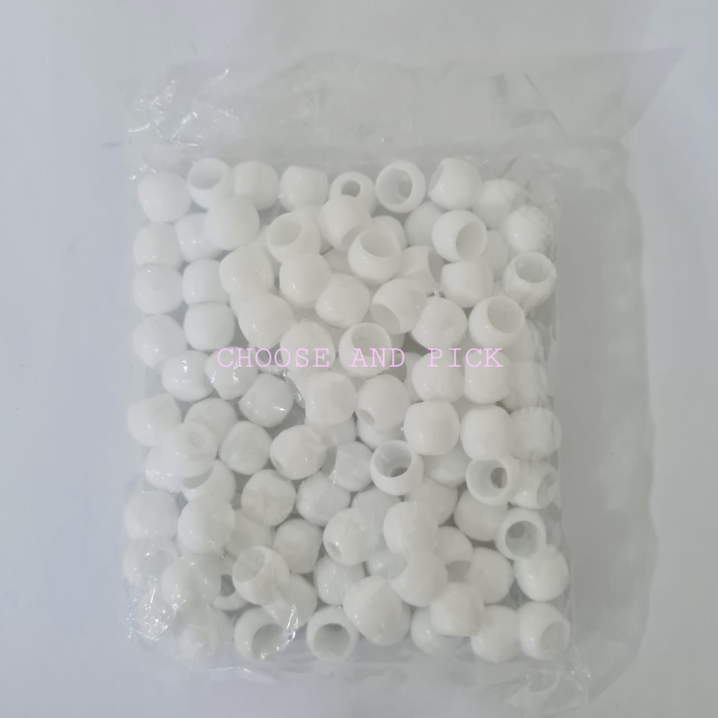 Stopper Tali Kur Bulat Putih / Lobi Lobi Tali Kur / Lobi Ujung Tali Kur Ukuran 12 mm Putih / Biji Ta