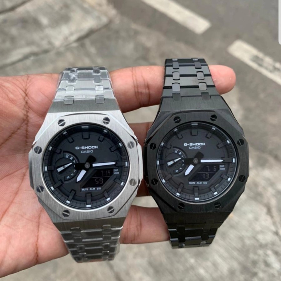 Jam Tangan Gshock Ga2100 Ga2110  Original Custom AP BLACK & SILVER