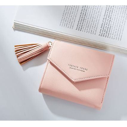 ♥TASBLUE♥A17 COD Dompet Wanita dompet Lipat Dompet Mini Import dompet wanita murah-PINK MUDA