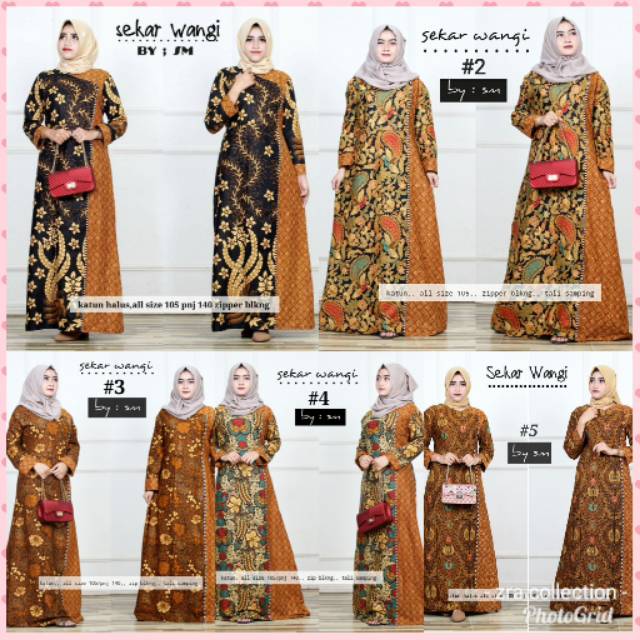 Gamis sekarwangi standar LD 110 jumbo LD 120.PB 140.resleting belakang.tali samping.batik Pekalongan