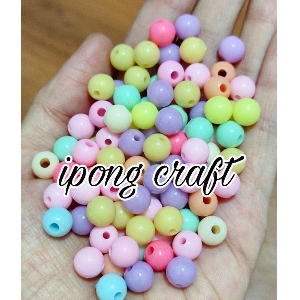Mote Bulat Pastel 8mm / Manik Bulat 8mm / Manik Strap Masker /Manik gelang kalung