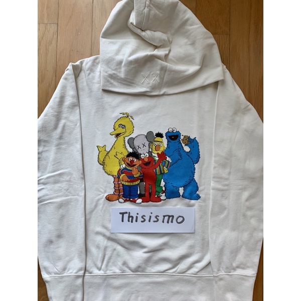 Original Uniqlo Kaws Sesame Street Hoodie Sweater Off White sz L