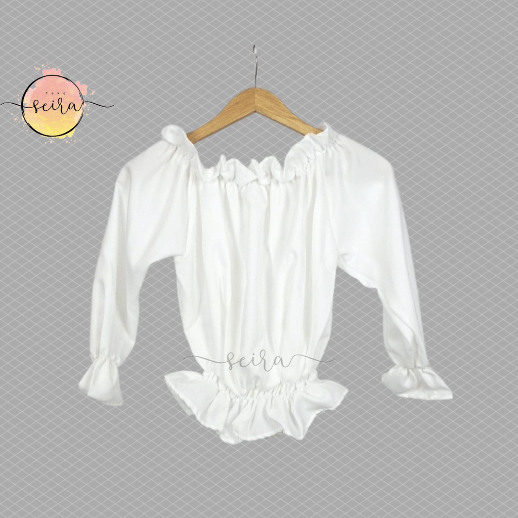 [BISA COD] Mirabel Top Blouse Off Shoulder Cino Cropty / Blouse Cropty / Cino Cropty Top Sabrina