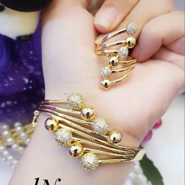 Xuping gelang dan cincin lapis emas 24k 1409