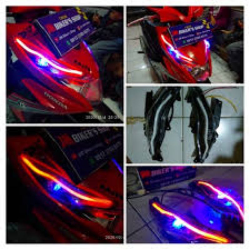 lampu alis fleksibel neon 30 cm sepasang + demon 4pcs