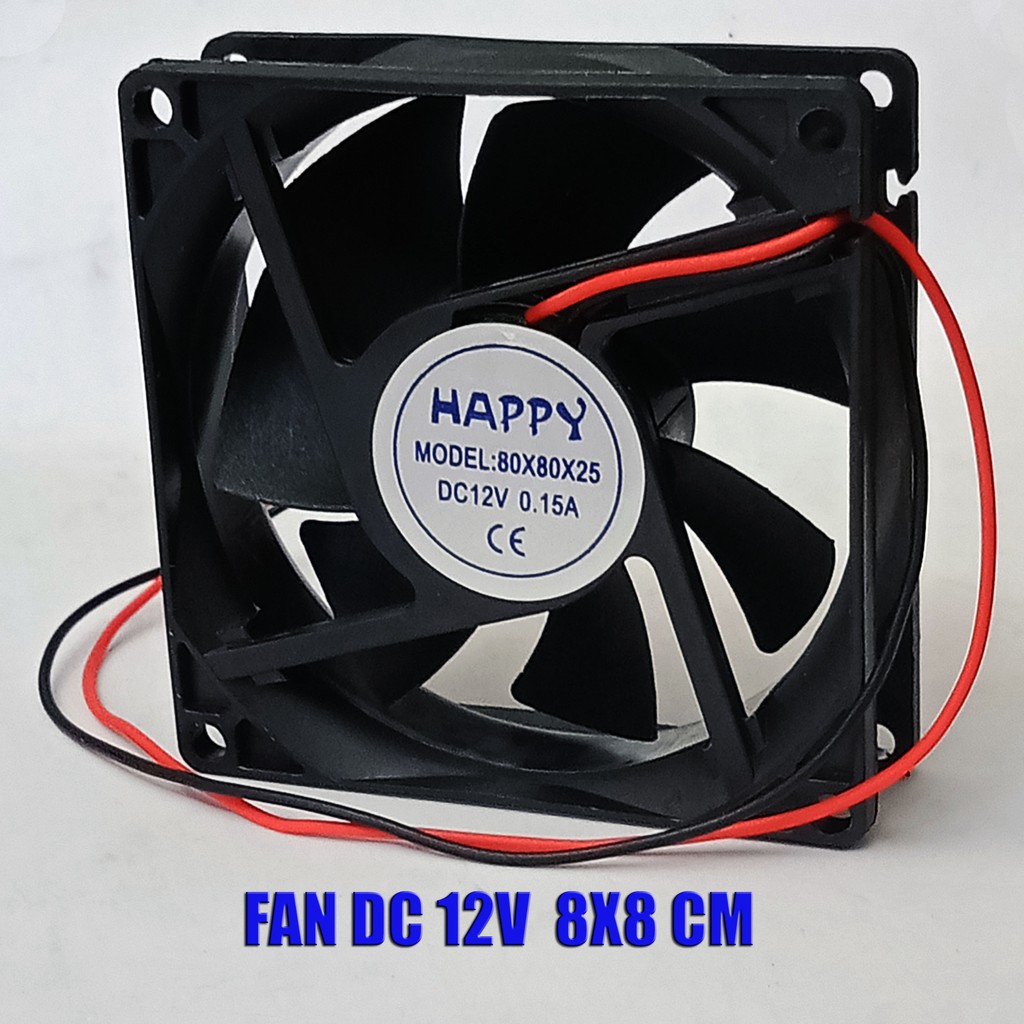 Fan DC 12V 8x8 Cm