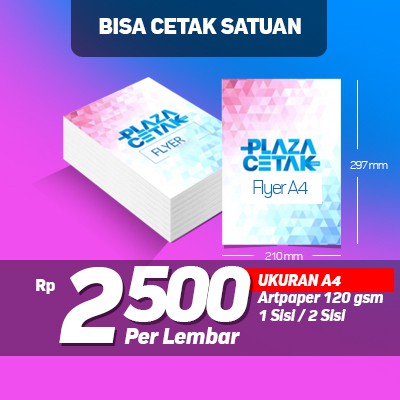 

A4 1 Sisi (GROSIR Bisa Satuan) Cetak Brosur A4 1 sisi kertas artpaper 120