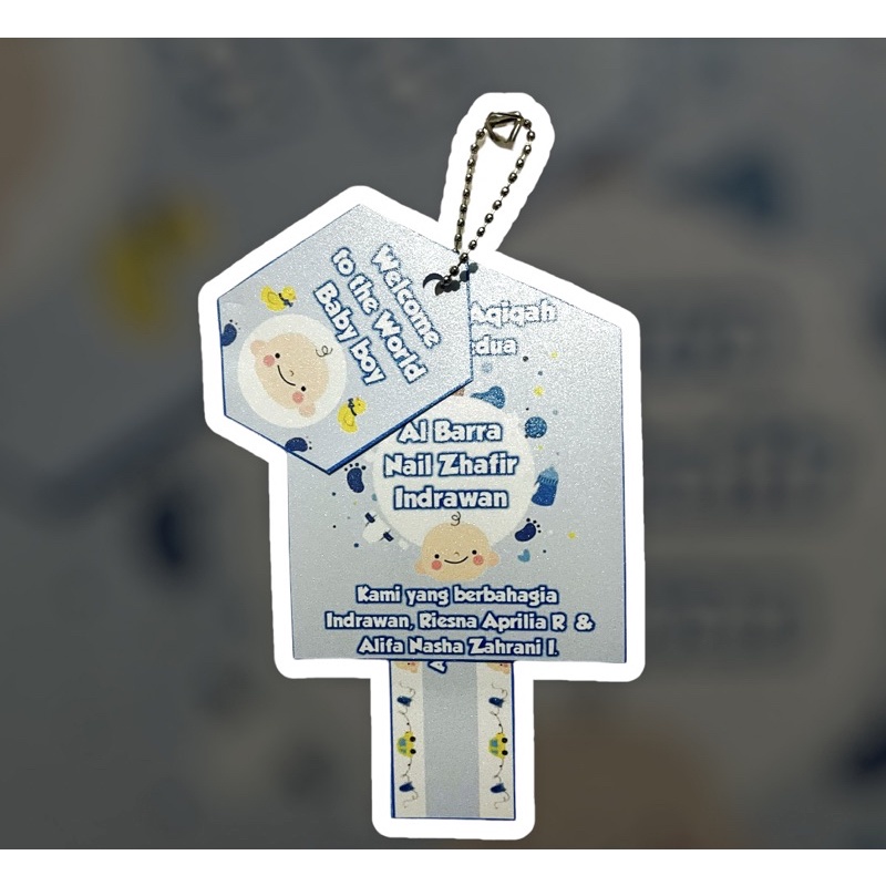 Thanks Card / Hang Tag / Kartu Souvenir Tema New Born Baby Boy 3 Keping