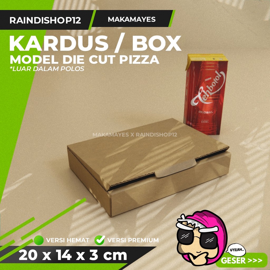 

(MIN 50 PCS) BOX 20 X 14 X 3 CM KARDUS DIE CUT PIZZA KEMASAN PACKAGING KADO