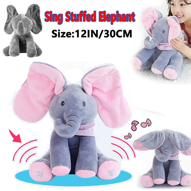 talking elephant plush toy with music