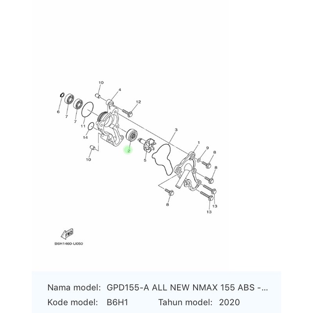 Seal Kipas Pompa Air Radiator Nmax B6H-E2223-00