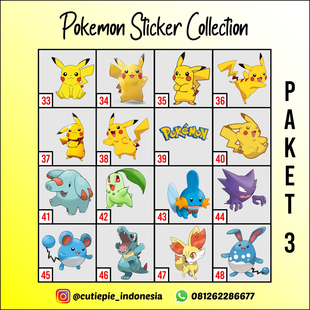 

(PROMO) Pokemon Sticker Collection 33-48 (SATUAN)