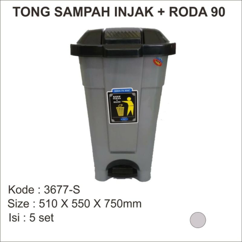Tong Sampah Pedal Injak Roda Plastik HDPE