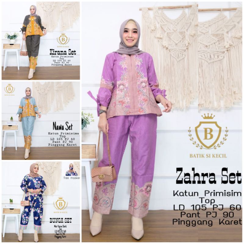 Setelan Celana One Set Setcel Batik Wanita Perempuan Katun Primis Premium