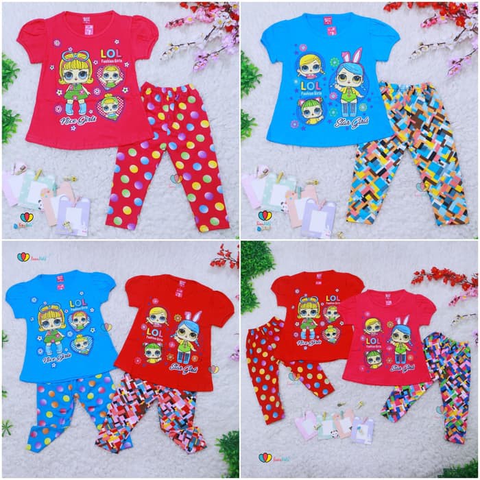 Setelan LOL uk 3-4 tahun Baju Anak Karakter Perempuan Import