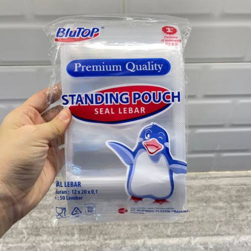 standing pouch isi 50 pcs ukuran 12x20 cm plastik klip standing pouch bening