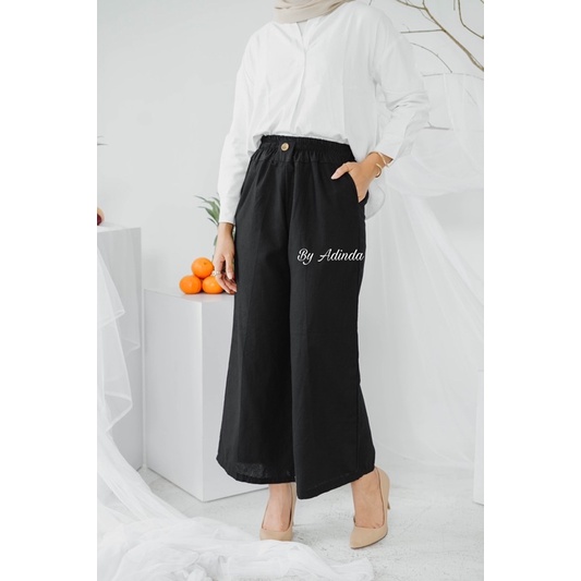 Celana Kulot Linen Kancing Highwaist Premium -  Cullote Pants | Celana Kulot Wanita