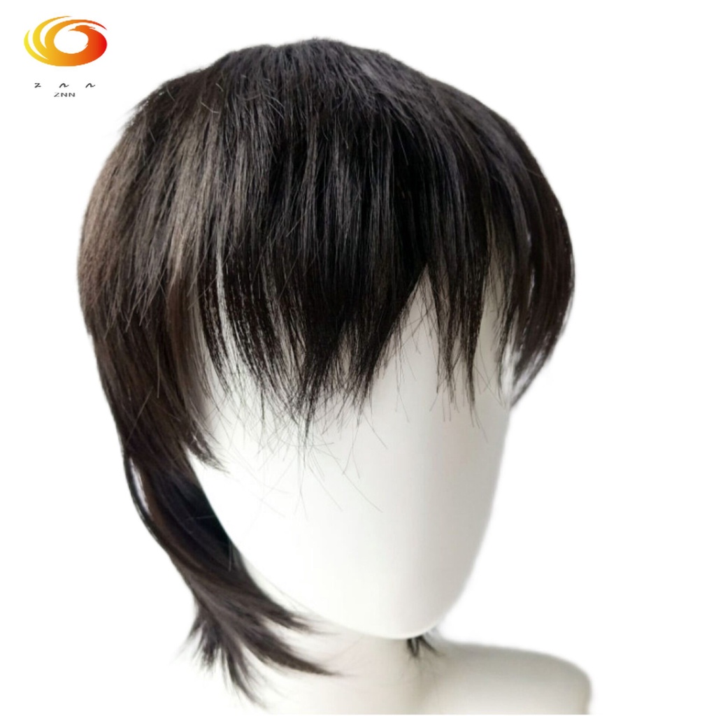 Pria rambut wig Rambut alami datang Mullet Kepala rambut palsu cowok keren wig rambut pria mullet ra