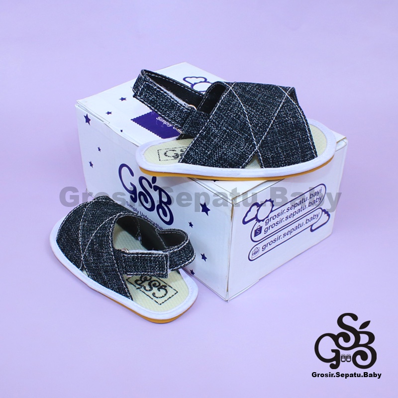 sandal bayi sepatu bayi sendal bayi laki laki perempuan prewalker bayi  umur 2 - 12 bulan model casual S06 polos HITAM ringan fleksibel &amp; Anti Slip