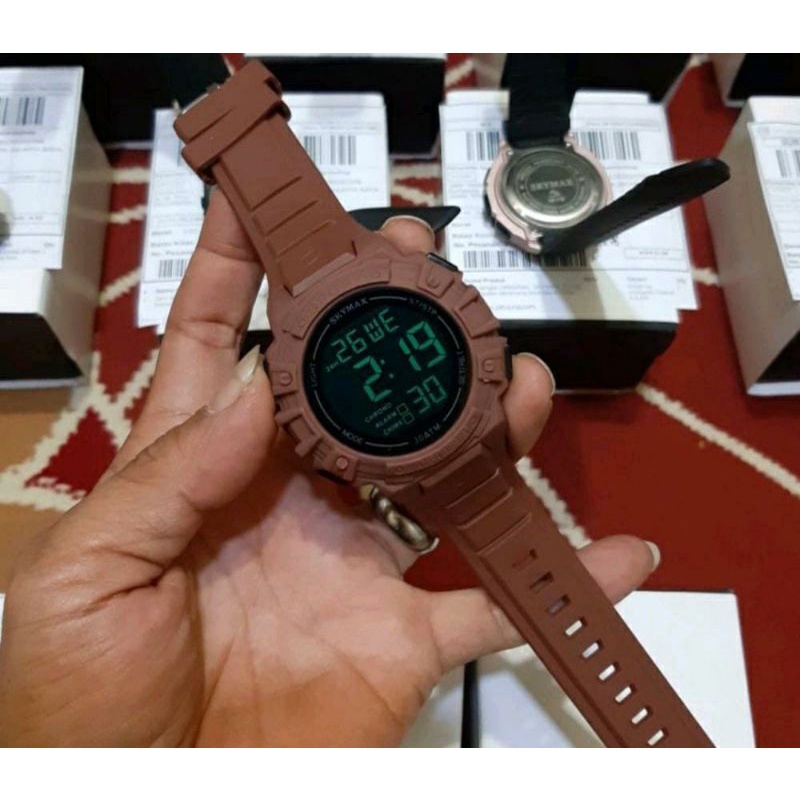 Jam Netizen Jam Tangan Skymax Jam Tangan Pria Tahan Air Menyelam Jam Tangan Couple Sepasang Free Baterai Box Analog Baterai Jam Tangan Waterproof-Bulat coklat baru