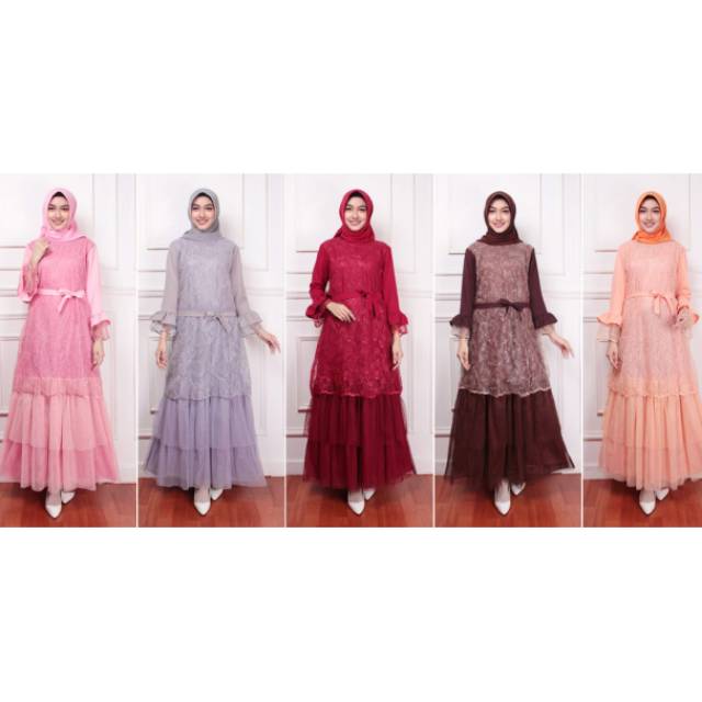 Maxi tille bordir 190 Gamis  tile mutiara gamis  brukat 