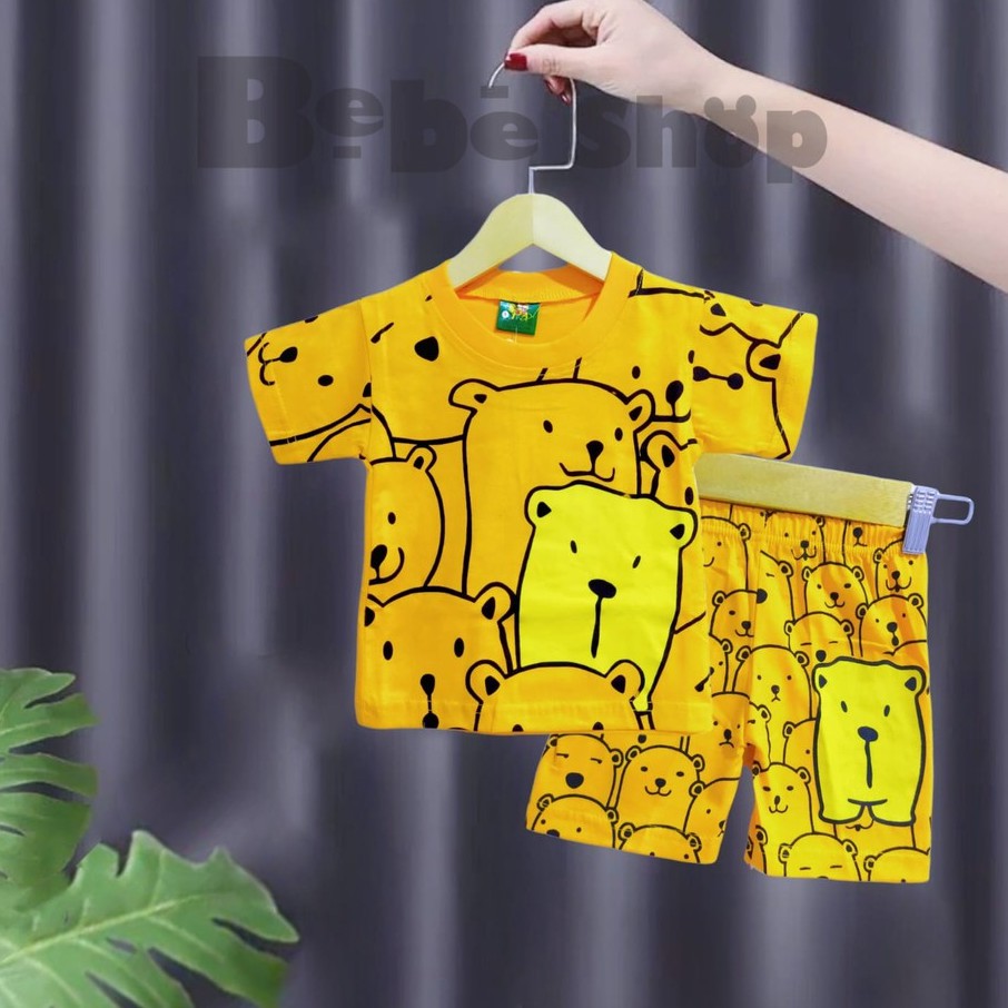 Setelan Baju Anak Karakter doodle Bahan Katun Usia 0 Sampai 10 Tahun