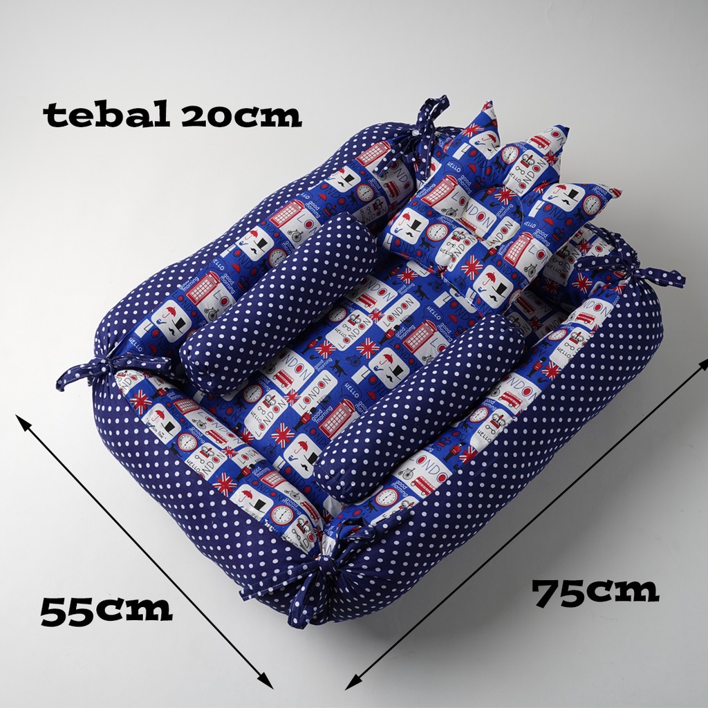 KASUR BAYI KOLAM TENDA PREMIUM / KASUR BAYI MOTIF BOLAK BALIK FREE BANTAL CROWN + 2 GULING BAYI