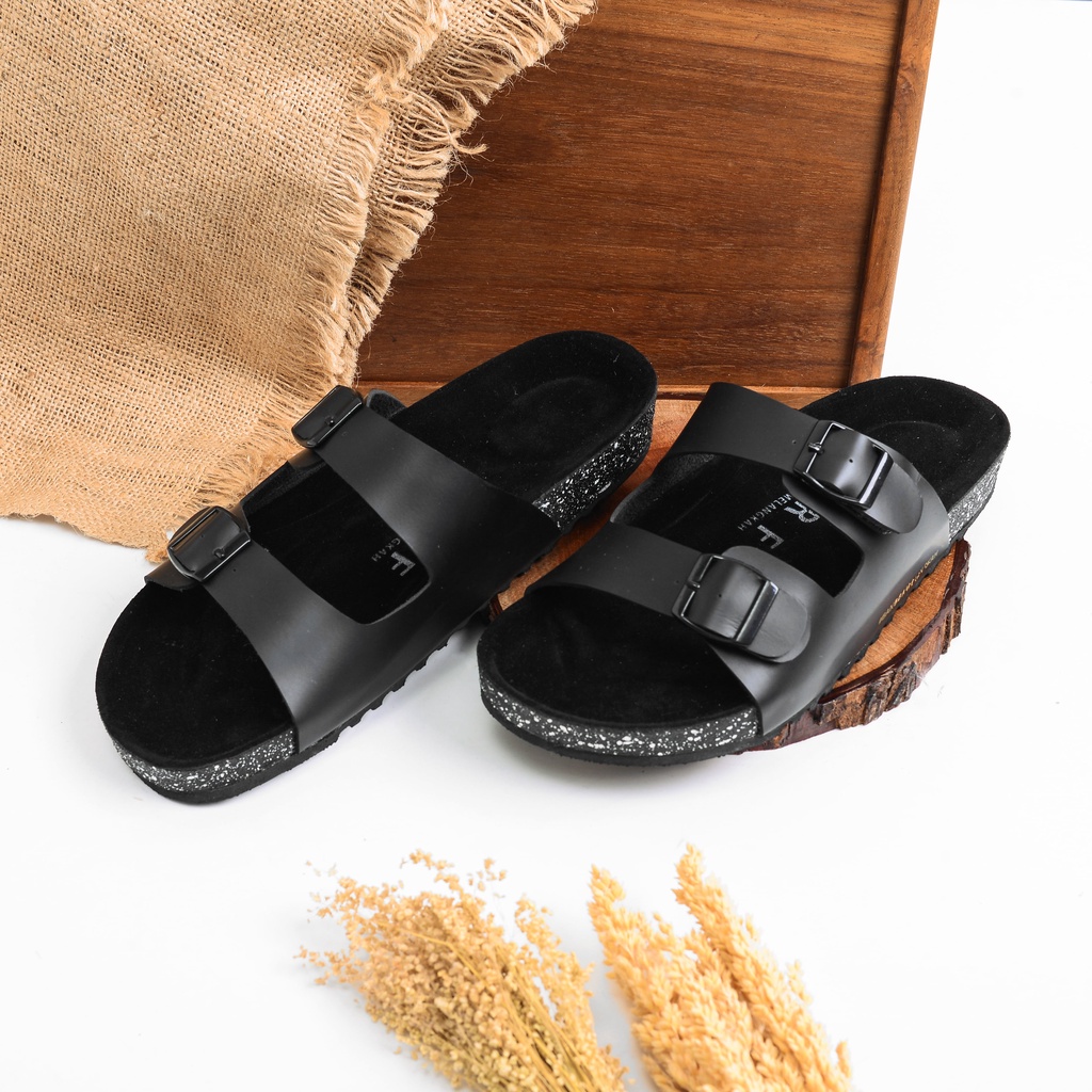 Kane Black | Sendal Original Jepit Kulit Santai Kasual Pria Cowok Sandal Footwear | FORIND x ARF