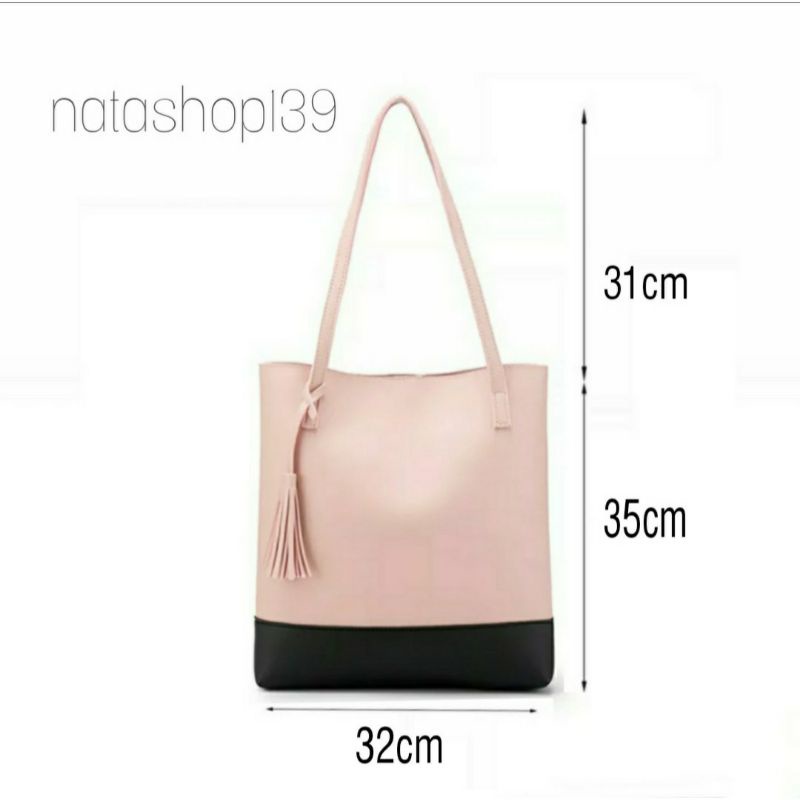TOTE BAG Tas wanita Bahan Sintetis Pakai Resleting