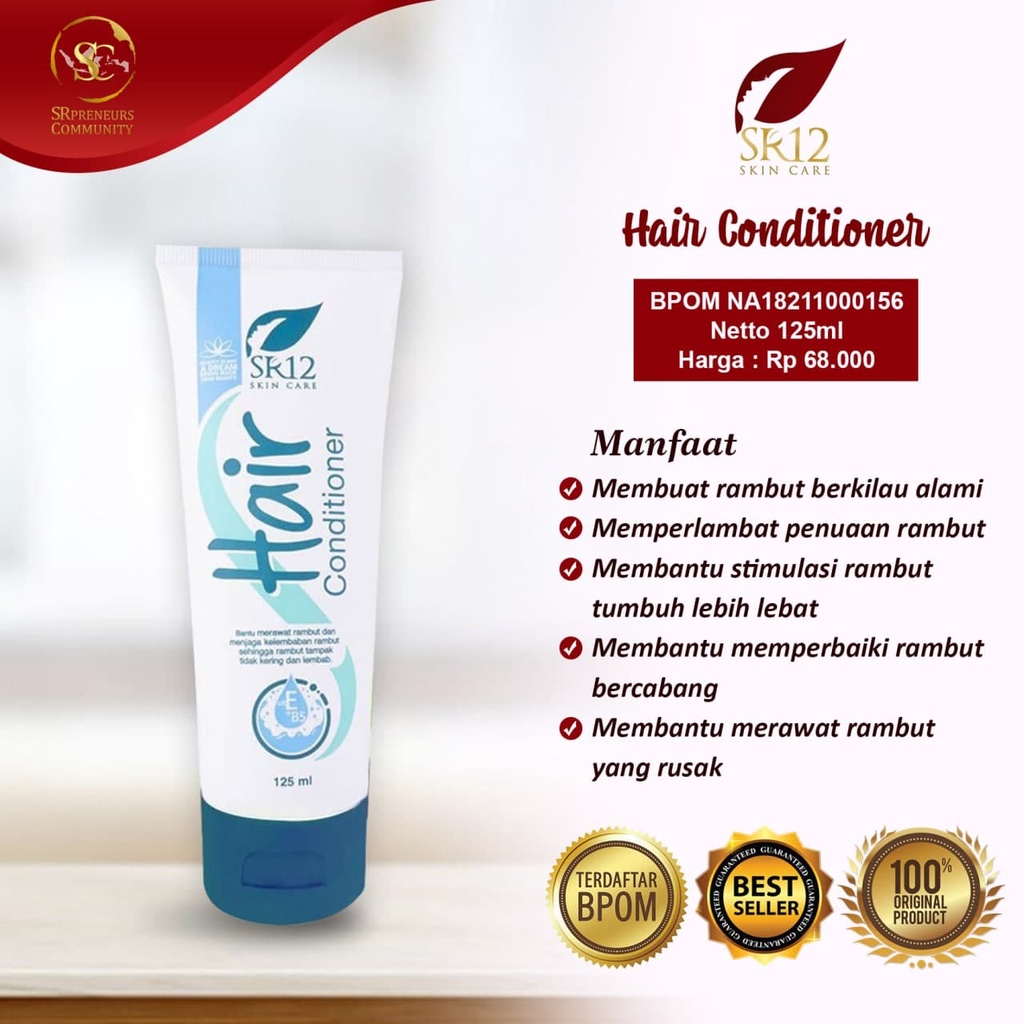 HAIR CONDITIONER SR12 / KIDDOS DAUN BIDARA SR12 / CONDITIONER MELEMBABKAN DAN MENGHALUSKAN RAMBUT - HERBA BPOM