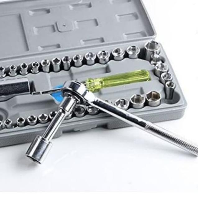 ✹ Kunci Shock 40Pcs Toolkit Ratchet Toolkit Set Alat Bengkel Kunci shok Kunci Sok Kunci shok Terbaik