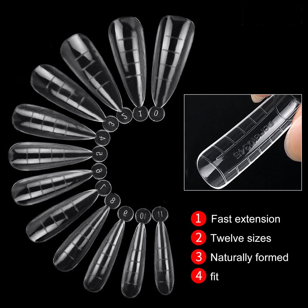 Providence 120Pcs/Set Nail Extension Tip Graduated Nail Extending Transparent Quick Building Nail Mold Tips for Manicure