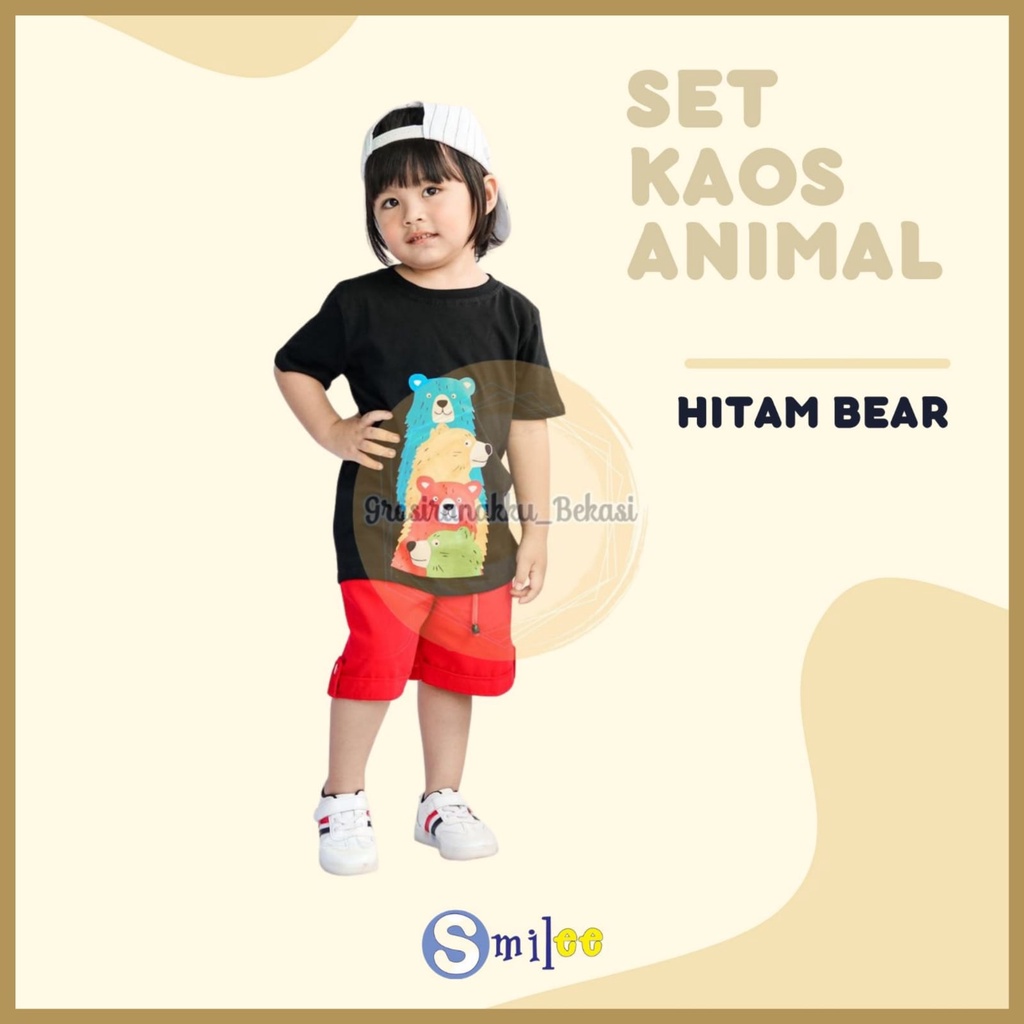 Setelan Anak Cowok Hitam Bear size 1-3Tahun Murah